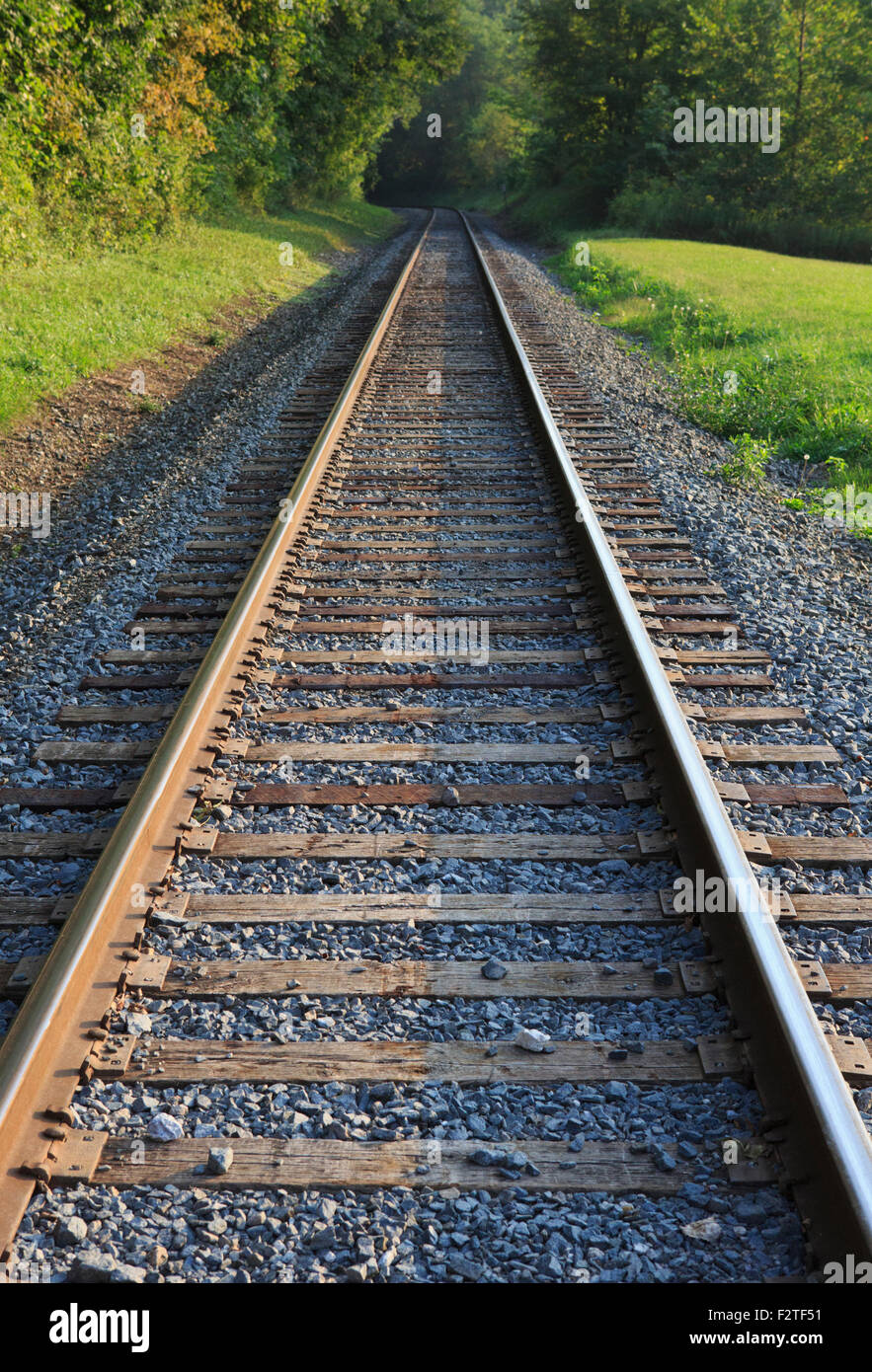 I binari della ferrovia in Cuyahoga Valley National Park Foto Stock