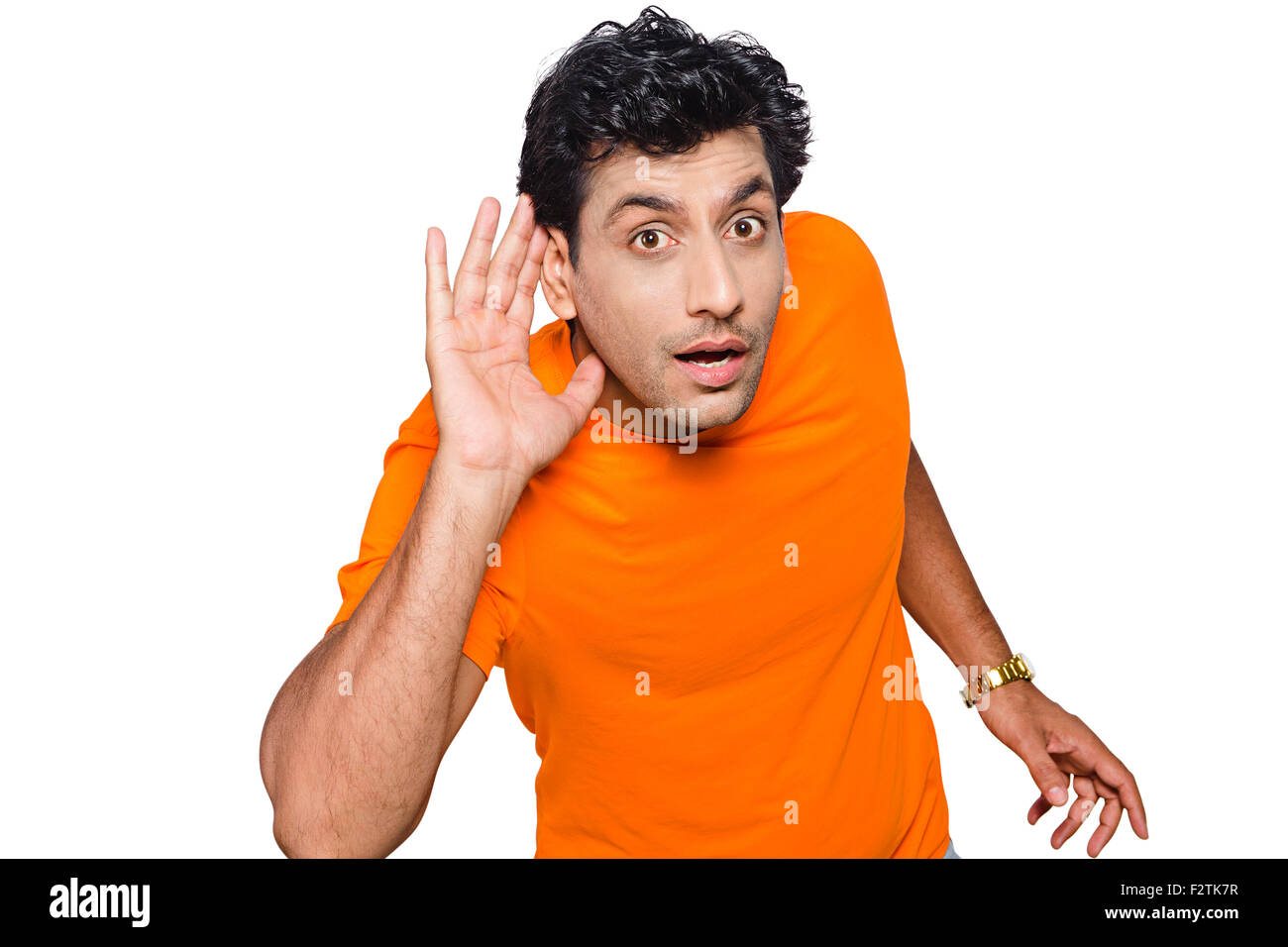 1 indian adulto uomo udito le intercettazioni Foto Stock