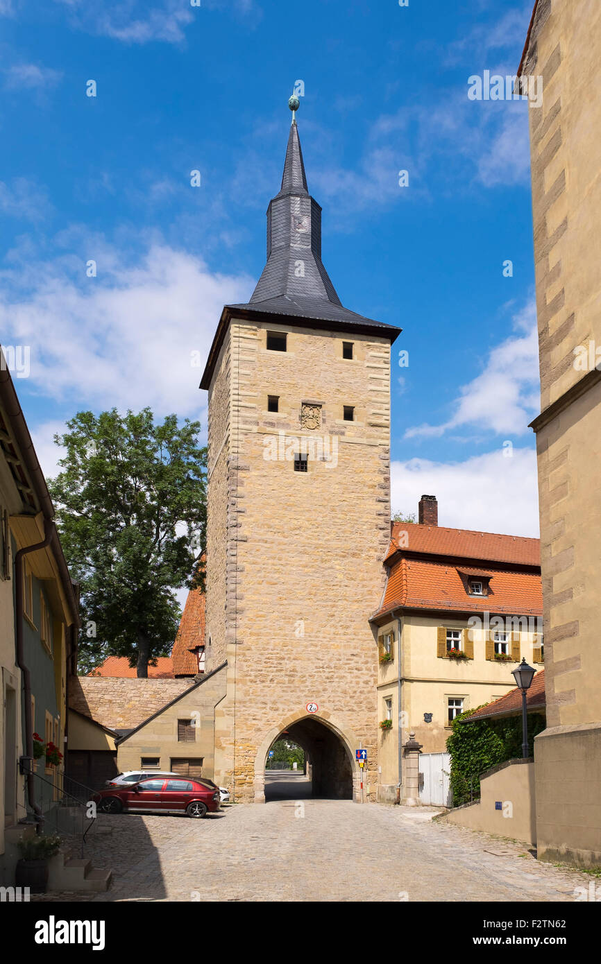 Mittagsturm o porta interna tower, Iphofen, Franconia, bassa Franconia, Franconia, Baviera, Germania Foto Stock