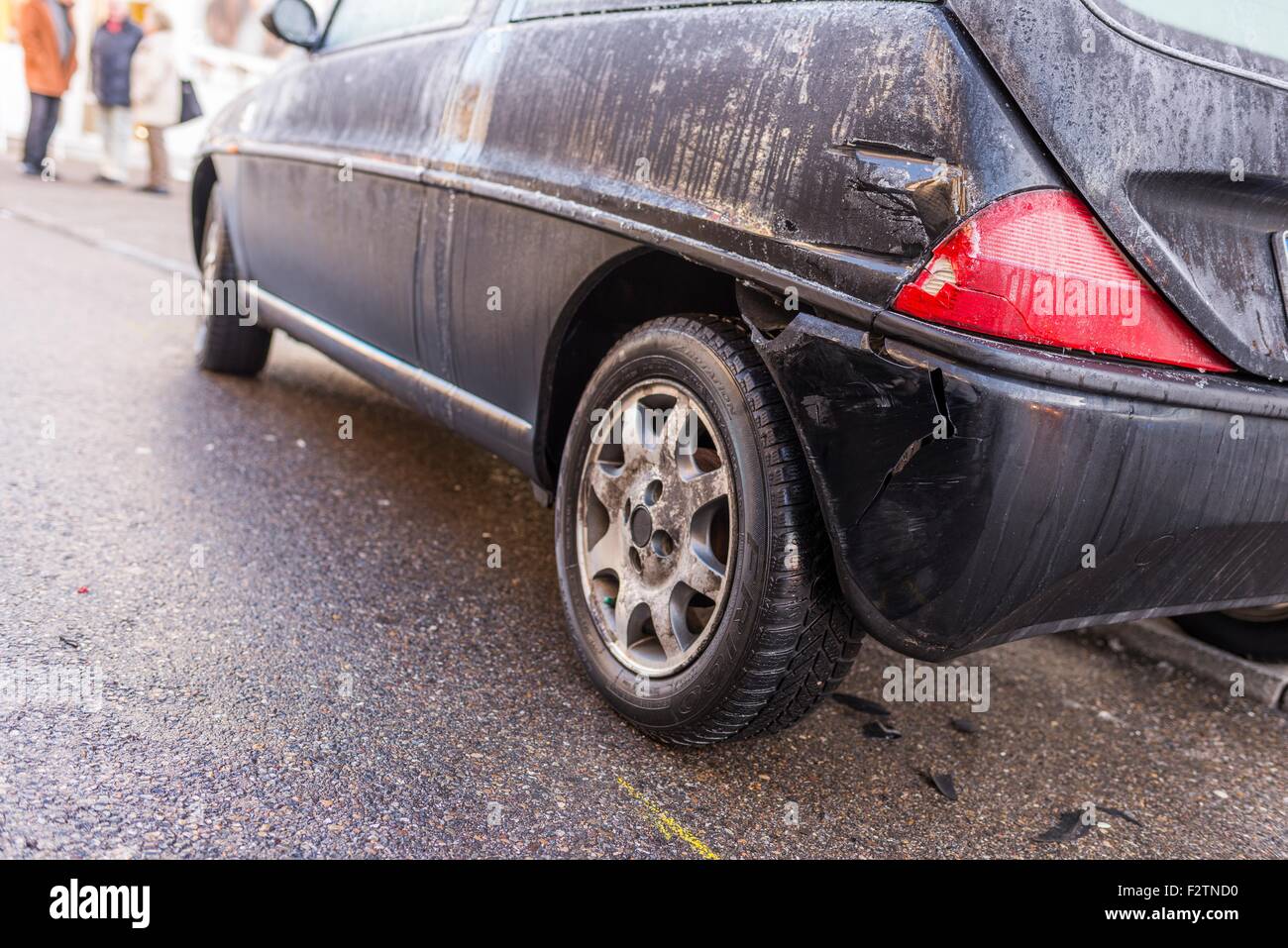 Incidenti, danni a una macchina parcheggiata, Germania Foto Stock