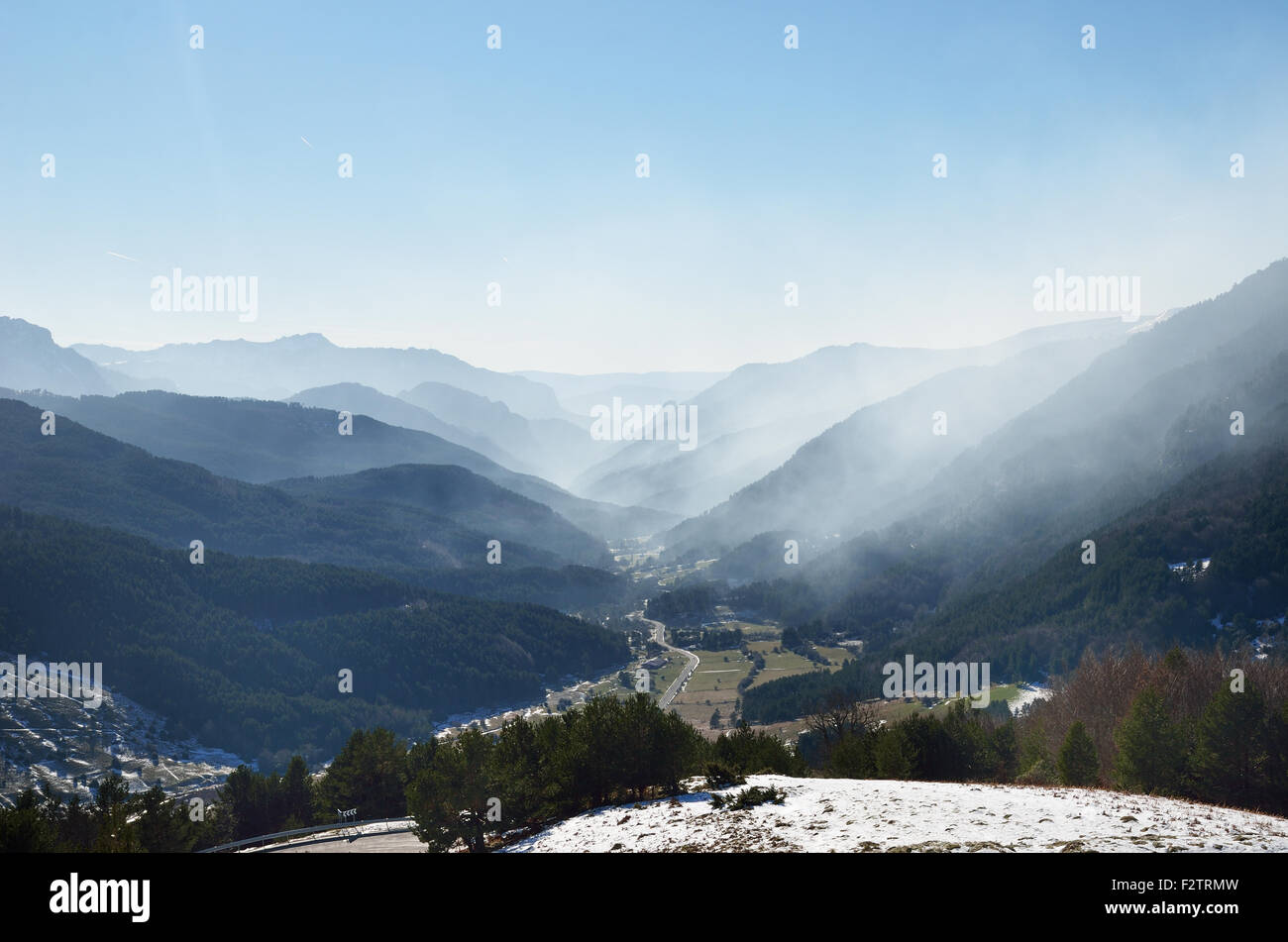 La valle di Belagua in inverno la nebbia, Pirinei Foto Stock