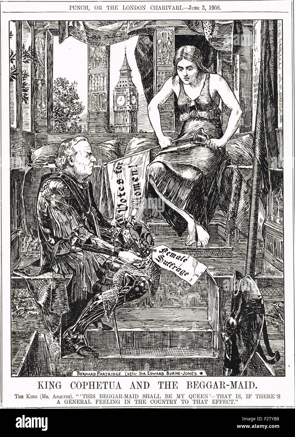 Voti per le donne Bernard Partridge Punch cartoon 1908 Foto Stock