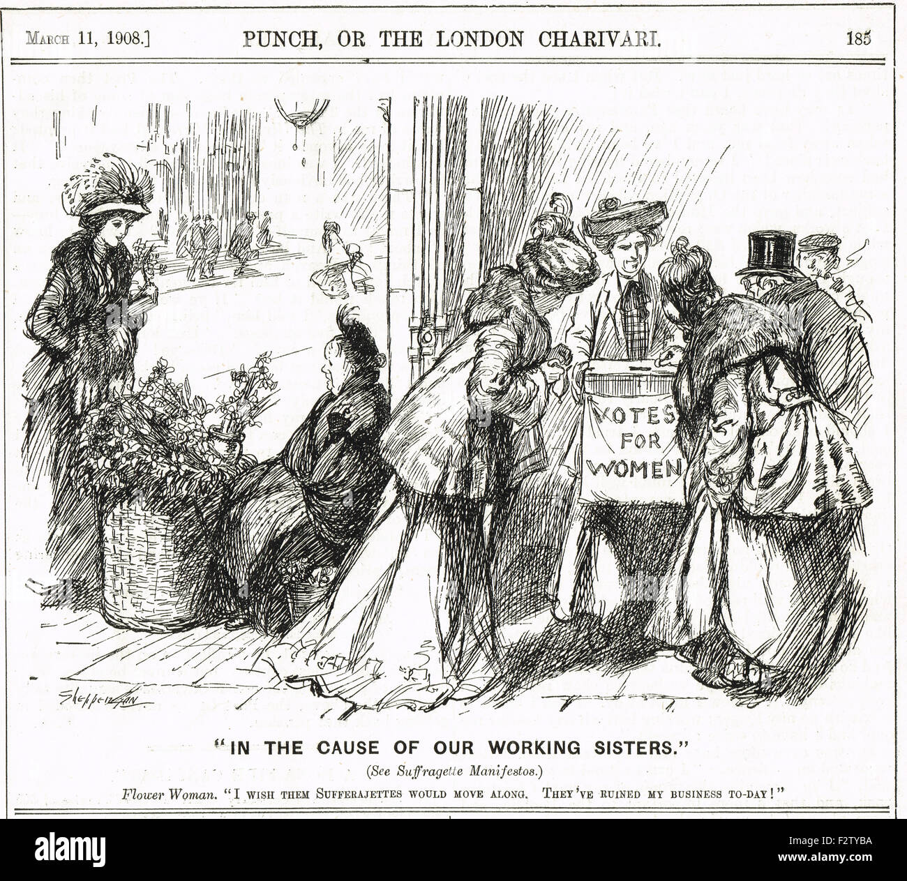 Suffragette sorelle Punch cartoon 1908 Foto Stock