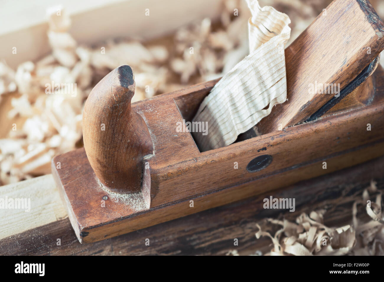 In legno antico piano a mano per la lavorazione del legno e falegnameria. Foto Stock