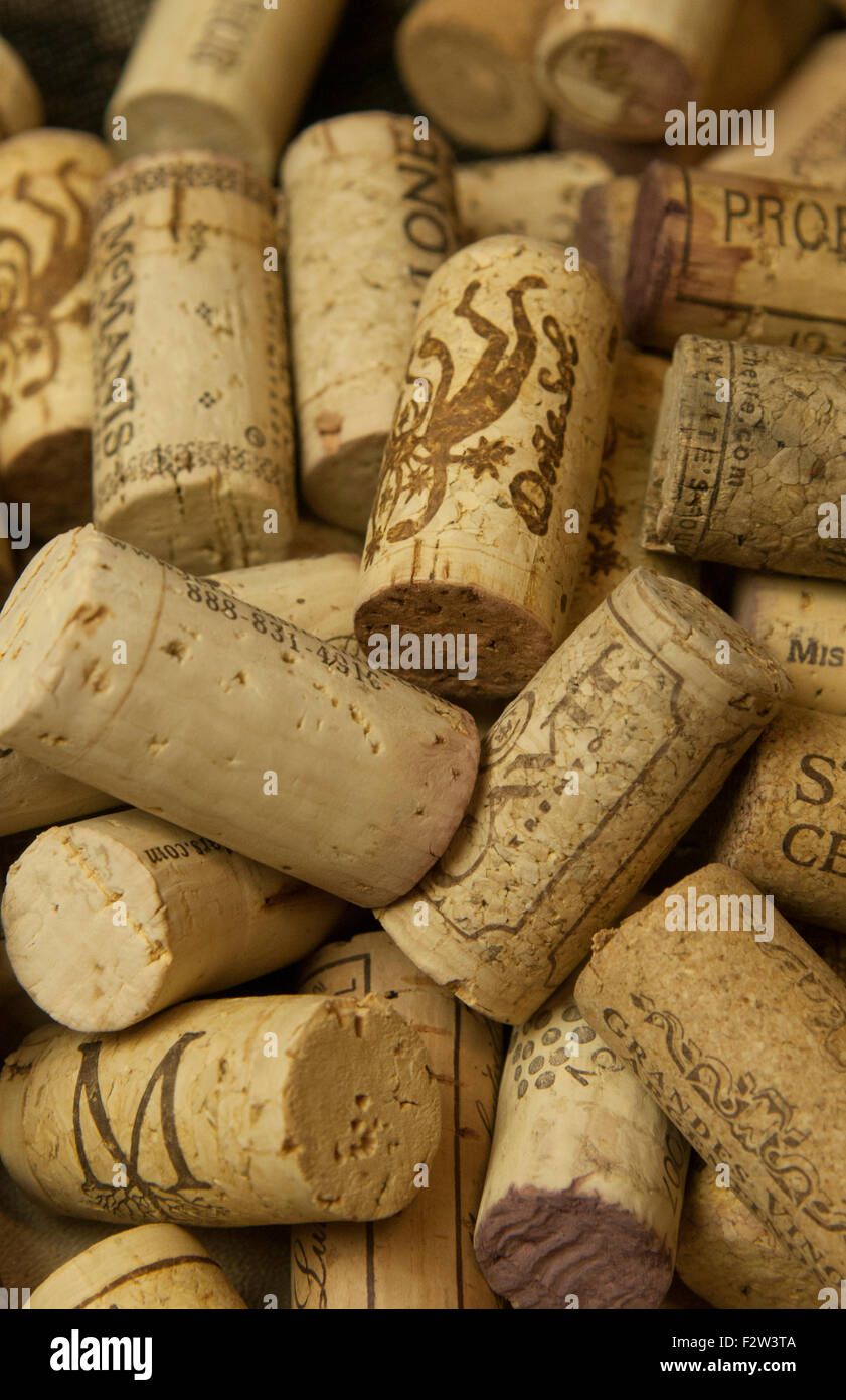 Close up abstract di un mucchio di vino raccolta di sughero Foto Stock
