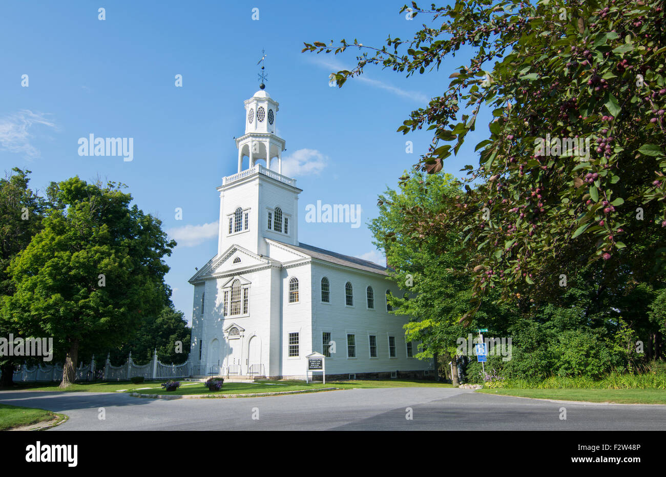 Bennington Vermont VT, la grande chiesa chiamata prima della Congregazione la chiesa con il campanile costruito nel 1805 e chiamato il vecchio primo Churc Foto Stock