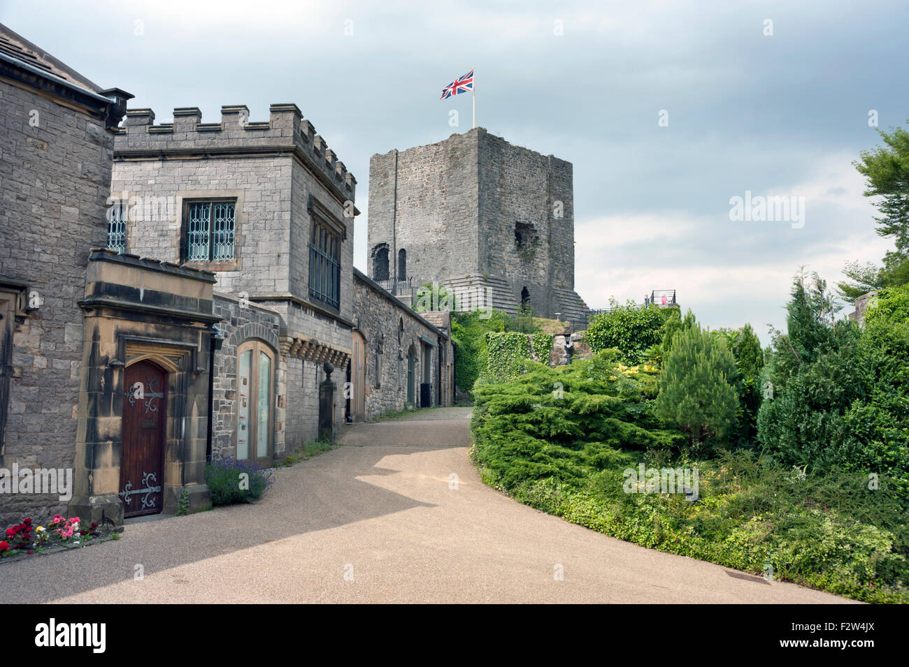 Clitheroe Castle, mostrando il mantenere, Lancashire, Regno Unito Foto Stock