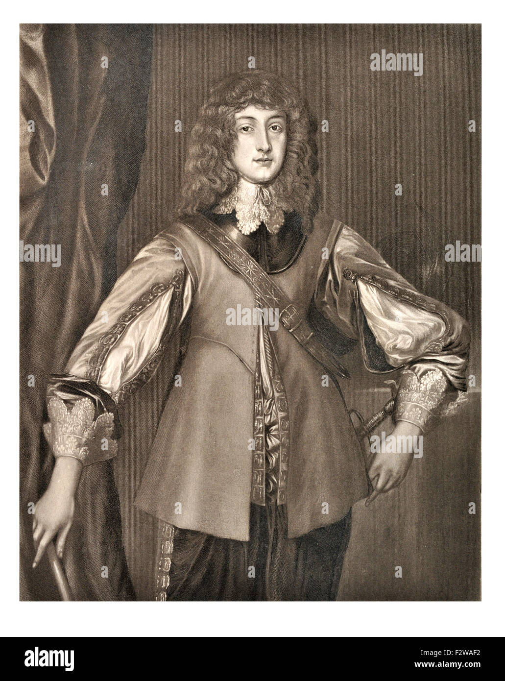 Prince Rupert del Reno, 1619 - 1682), ha notato soldato tedesco, Admiral, scienziato, sportivo, governatore coloniale disegnatore dilettante del xvii secolo. Cavalier Foto Stock