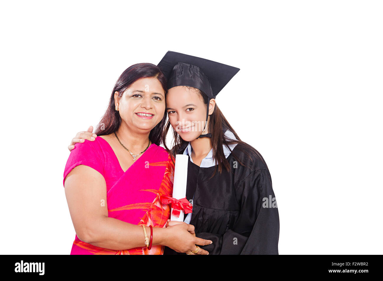 2 indian madre e figlia giovane studente Avvocato in piedi Foto Stock