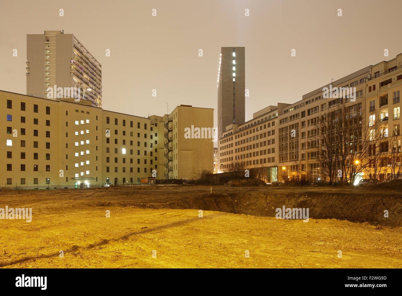25.01.2015, Berlin, Berlin, Germania - Brachflaeche tra Kommandantenstra§e e Beuthstrasse in Berlin-Mitte. Foto Stock