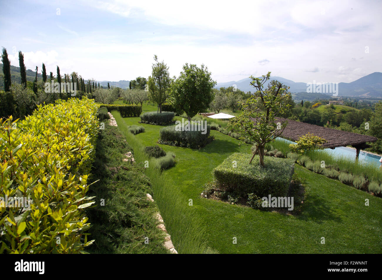 Italian country villa giardino Foto Stock