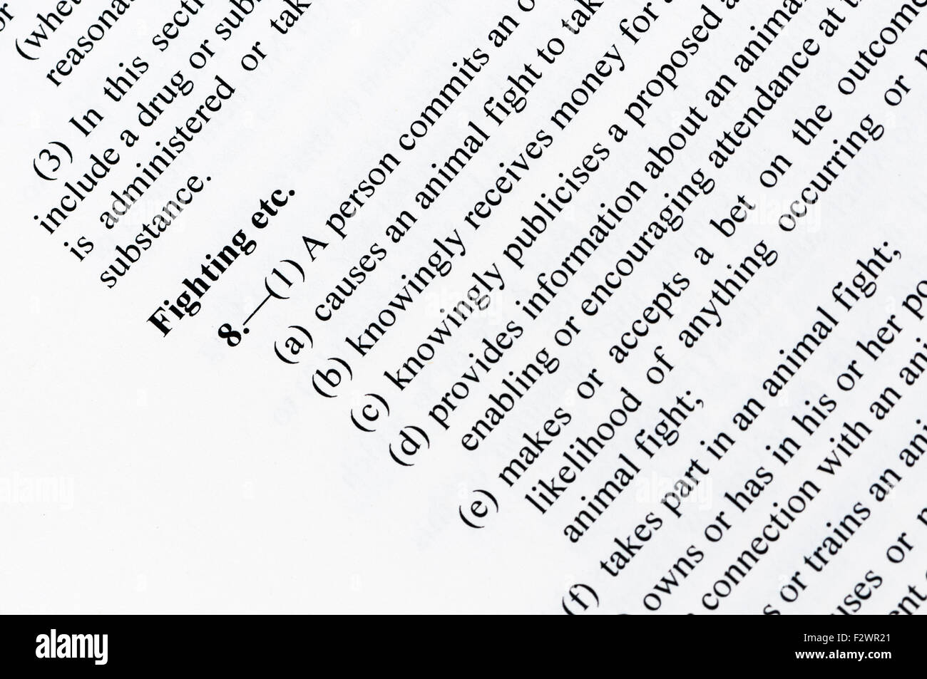 Sezione di combattimento withhin il benessere degli animali Act (Northern Ireland) Foto Stock