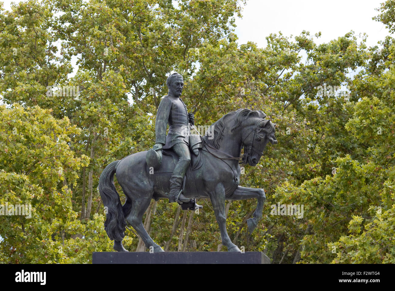 Statua equestre del generale Prim di Barcellona il Parc de la Ciutadella Foto Stock
