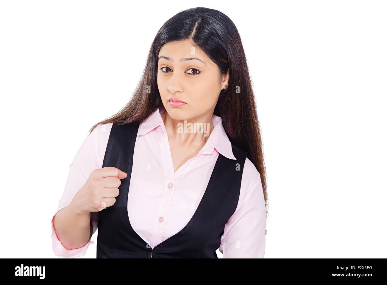 1 indian Business donna volto arrabbiato Foto Stock