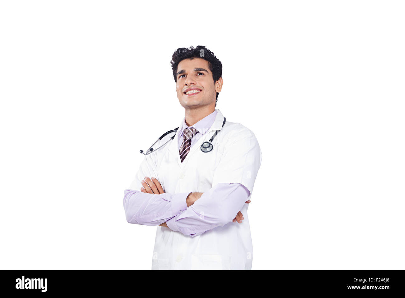 1 medico indiano man standing pongono pensando Foto Stock