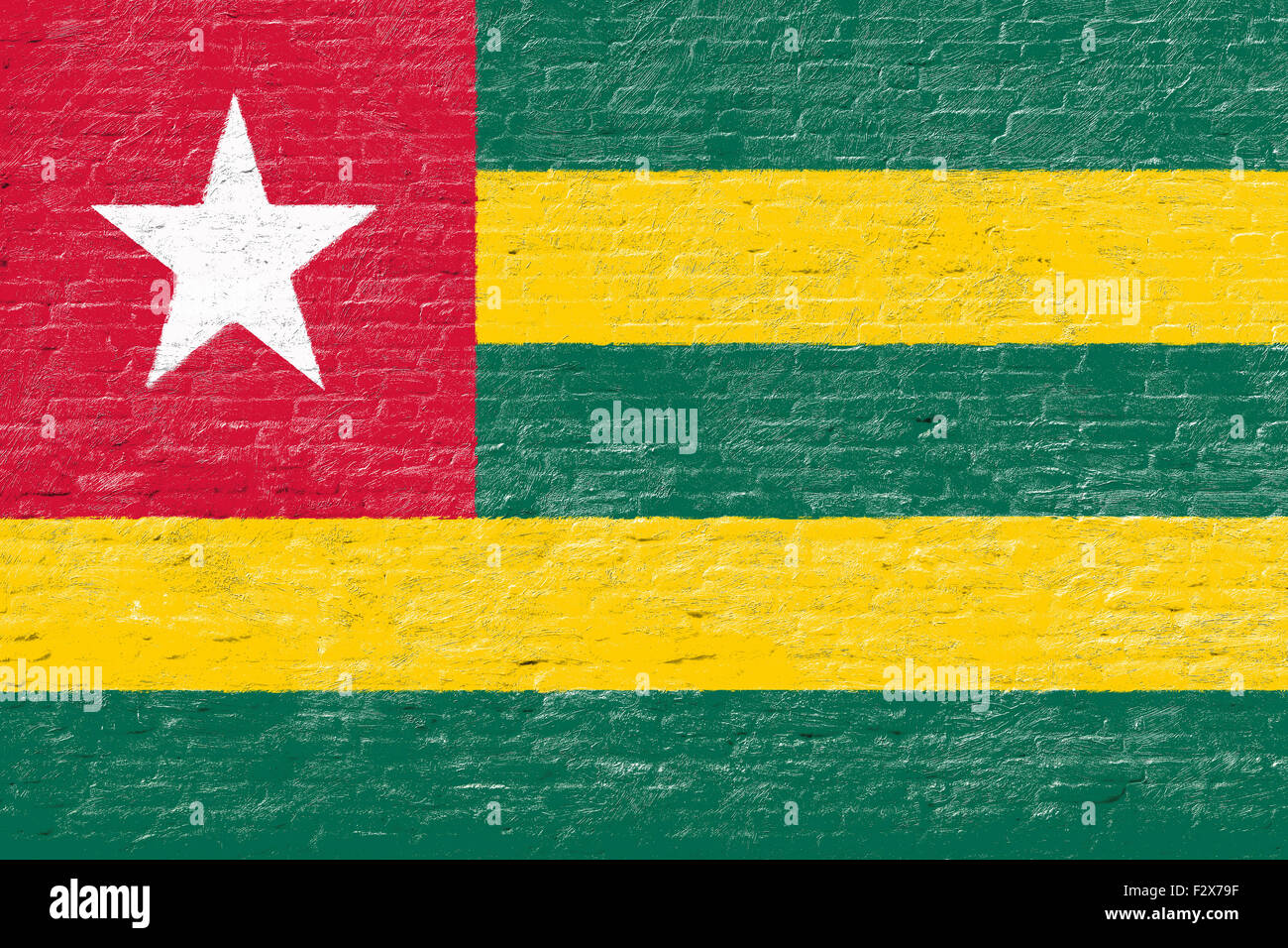 Togo - bandiera nazionale su un muro di mattoni Foto Stock