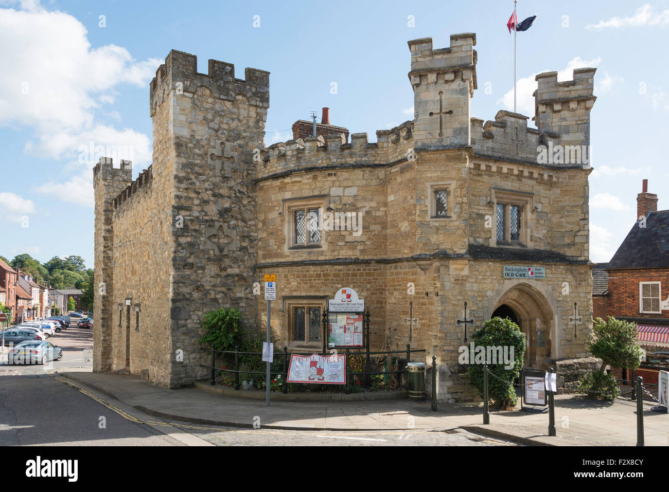 Vecchio County Gaol Museum, la Collina di Mercato, Buckingham, Buckinghamshire, Inghilterra, Regno Unito Foto Stock