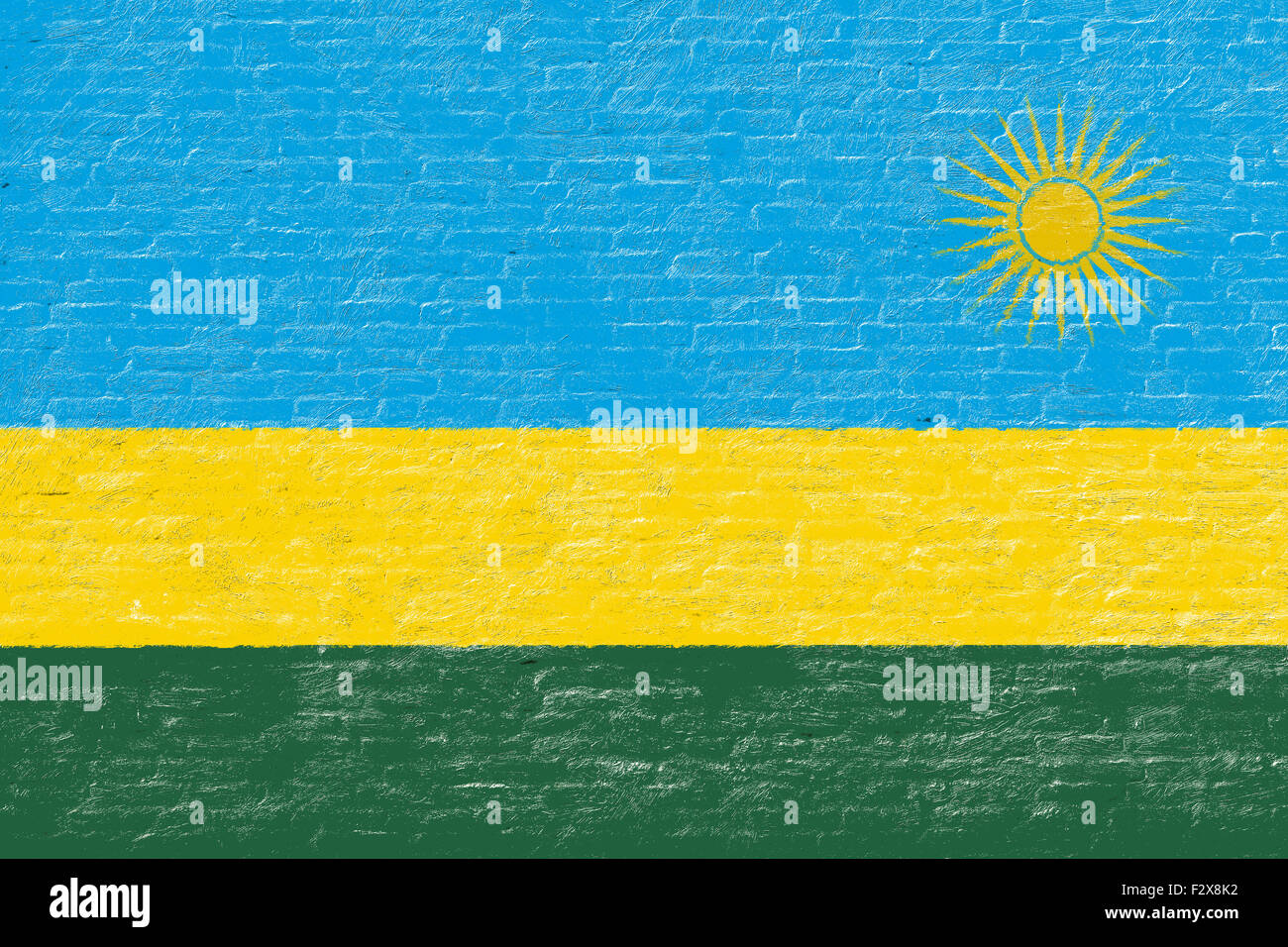 Ruanda - bandiera nazionale su un muro di mattoni Foto Stock