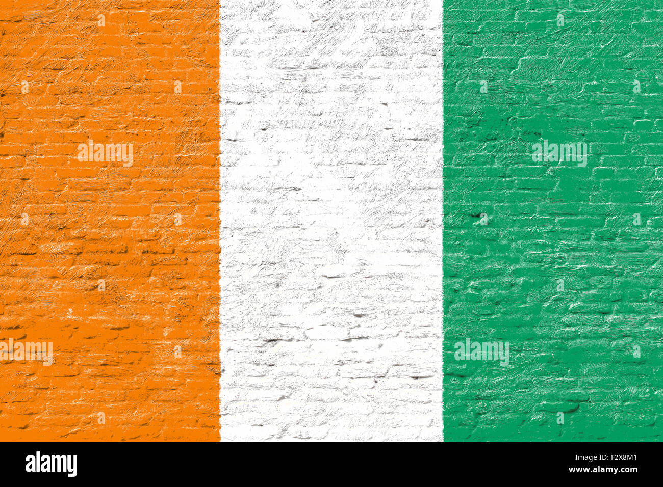 Costa d Avorio - la bandiera nazionale sul muro di mattoni Foto Stock