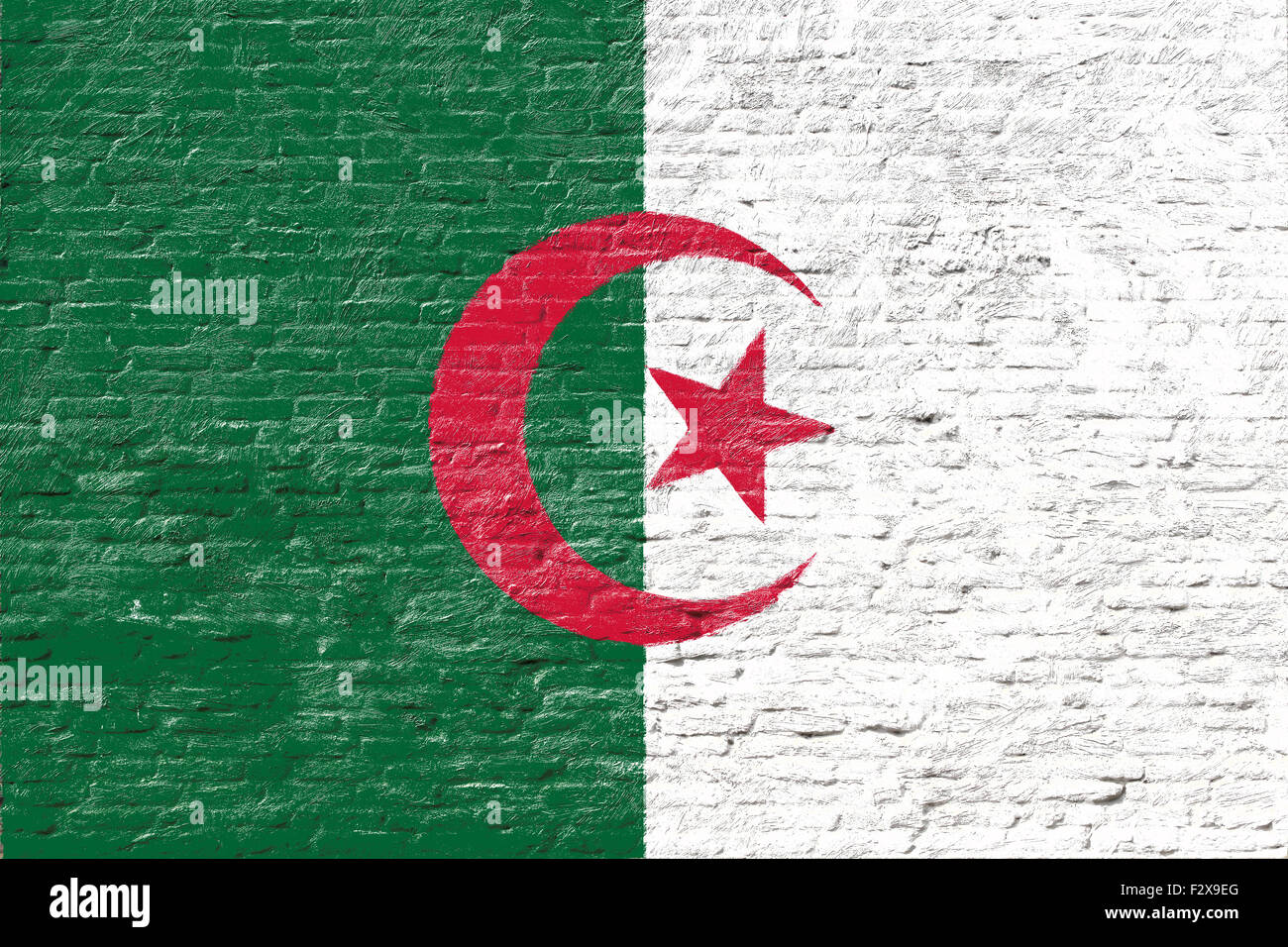 Algeria - bandiera nazionale su un muro di mattoni Foto Stock