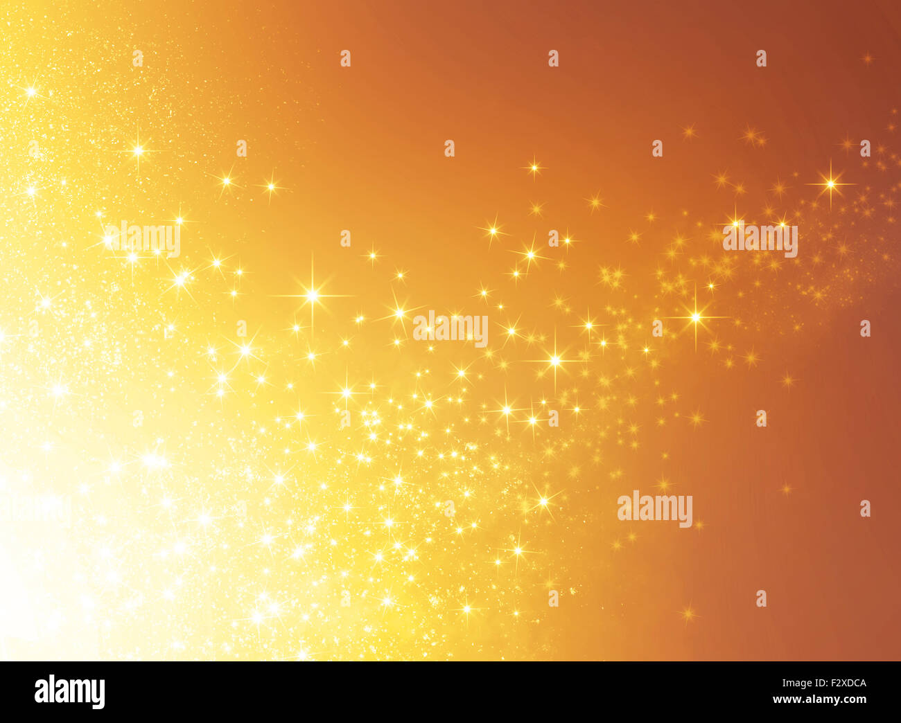 Oro Lucido in background esplosiva luci a stella Foto Stock