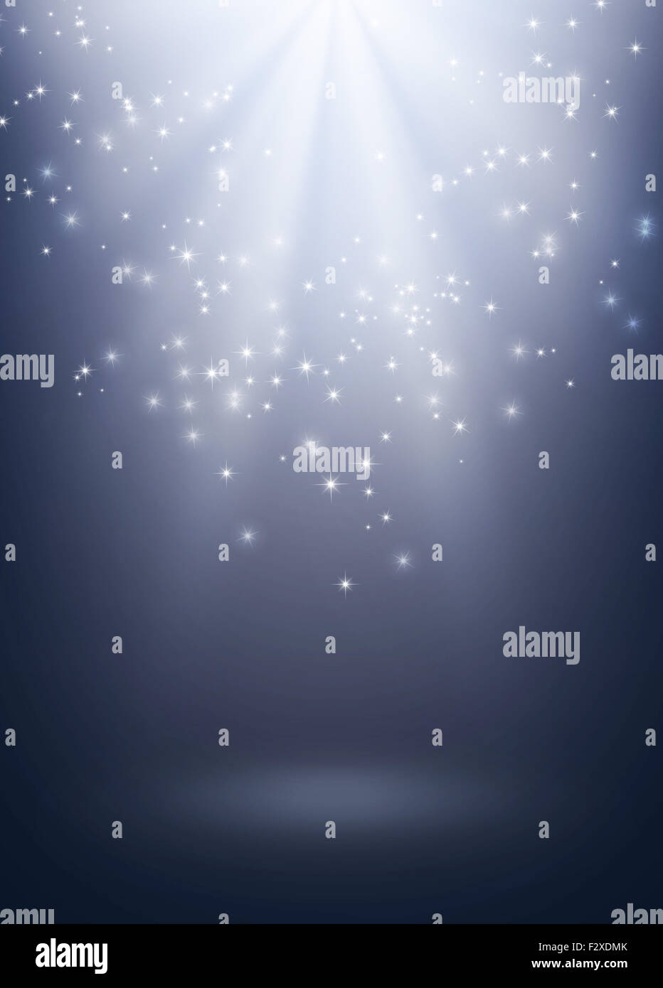 Argento lucido con uno sfondo con luci di stelle piovono Foto Stock
