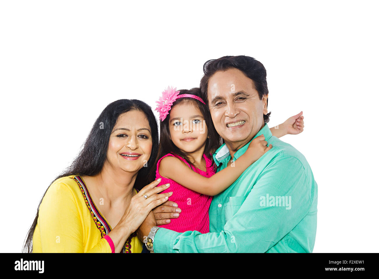 3 nonni indiano e Kid nipote di cura Foto Stock