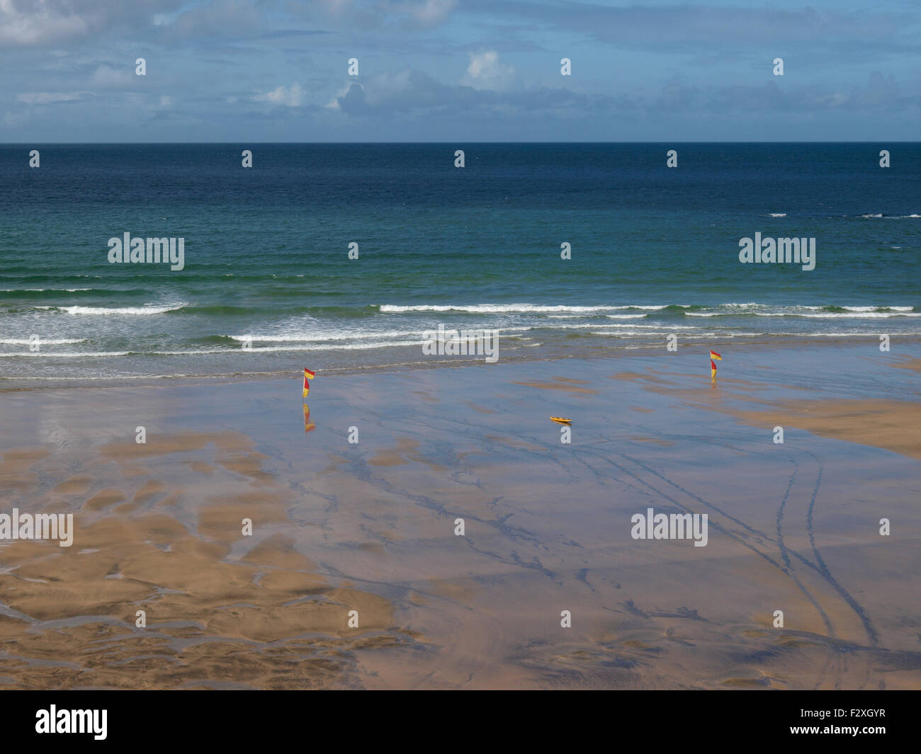 Svuotare il Cornish beach, Gwithian, Cornwall, Regno Unito Foto Stock