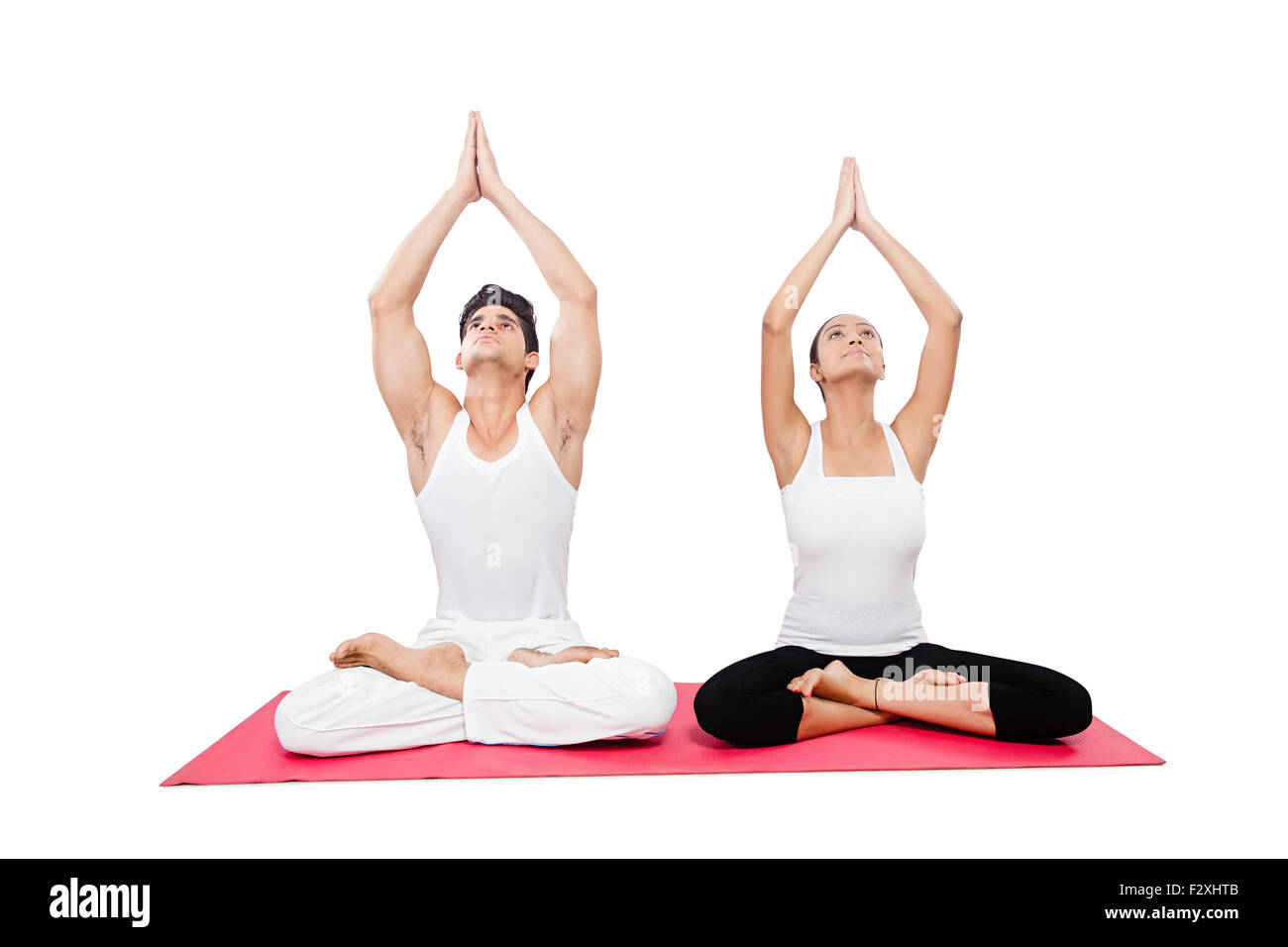 2 coppia indiana Yoga Surya Namaskar Foto Stock