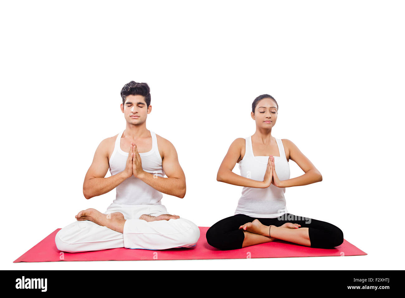 2 coppia indiana Yoga Surya Namaskar Foto Stock