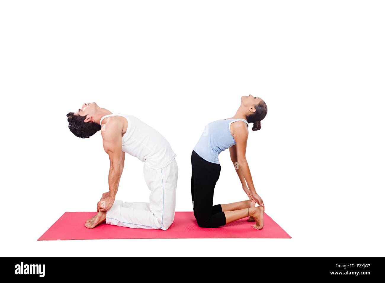 2 coppia indiana Yoga Stretching Foto Stock