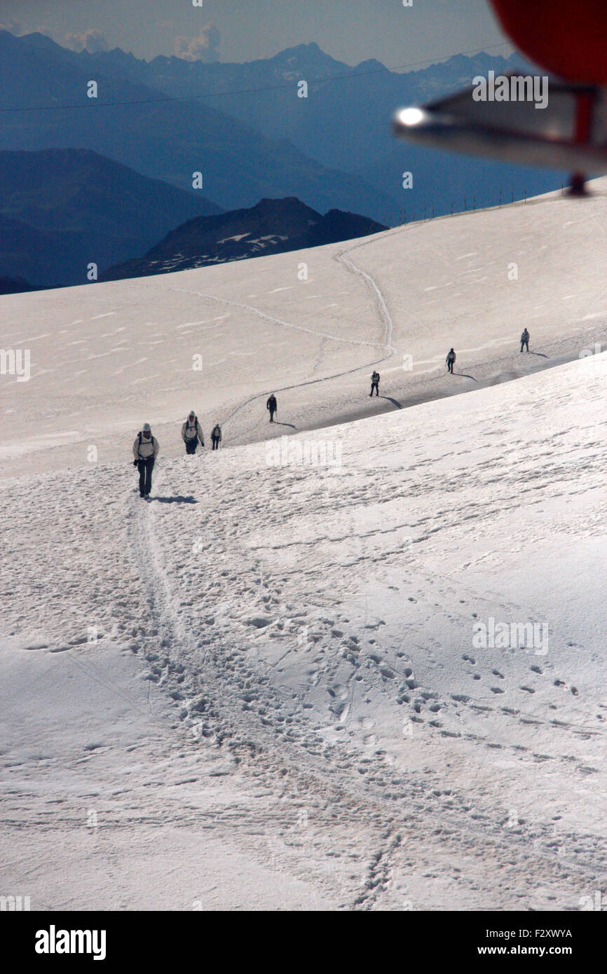 Impressionen: Mont Blanc capitolo Gebiet der oberhalb Auigulle du Midi . Foto Stock