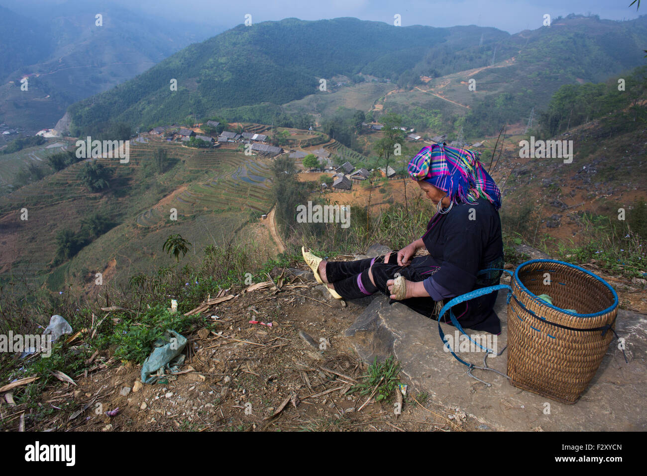 Nero Zao Hmong minoranza Foto Stock