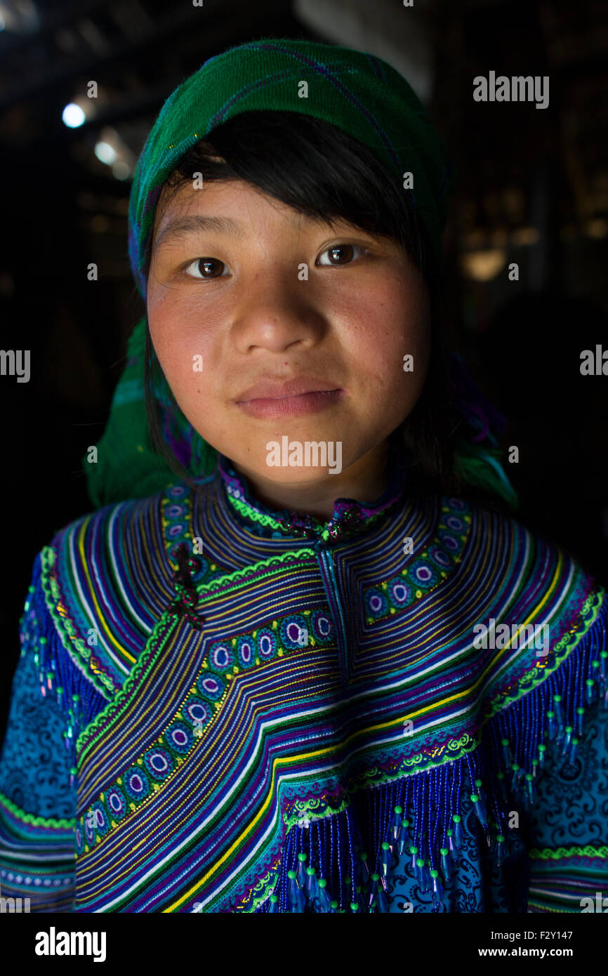 "Etnica nero' Hmong tribù nel Nord del Vietnam. Foto Stock