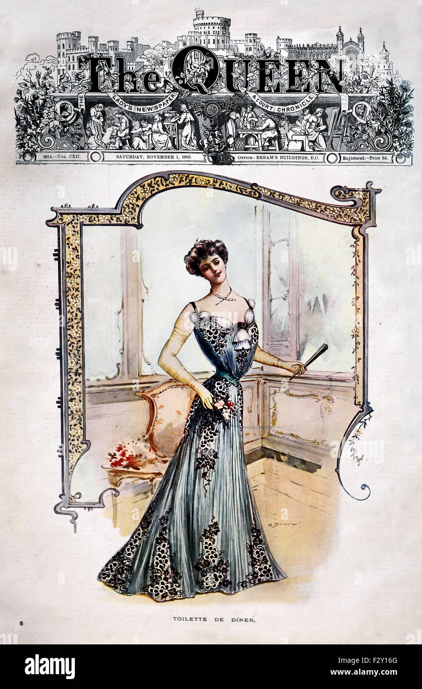 La regina 1902 Londra Inghilterra inglese ( moda couture abiti firmati ) Foto Stock