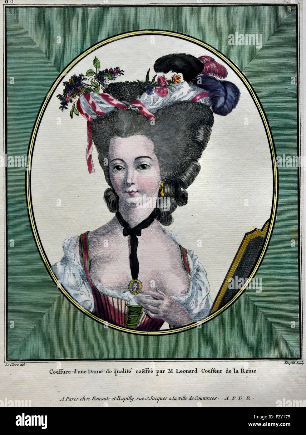 Coeffure Coiffure ( ) d'onu Dame par M Leonard Coiffeur de la Reine C 1770 ( Parrucchiere Queen ) Francese Parigi f Foto Stock