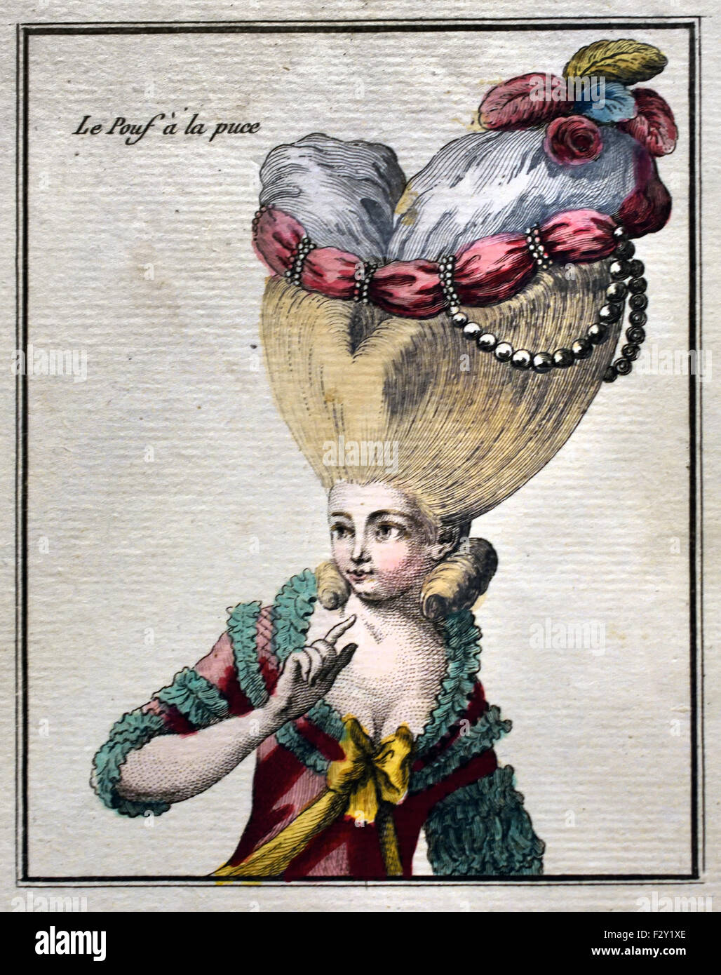 Coiffures francese, pouf, cappelli e berretti Coiffures e copricapo ( J. Pelicier Esnauts & Rapilly 1780 ) Parigi Francia Foto Stock