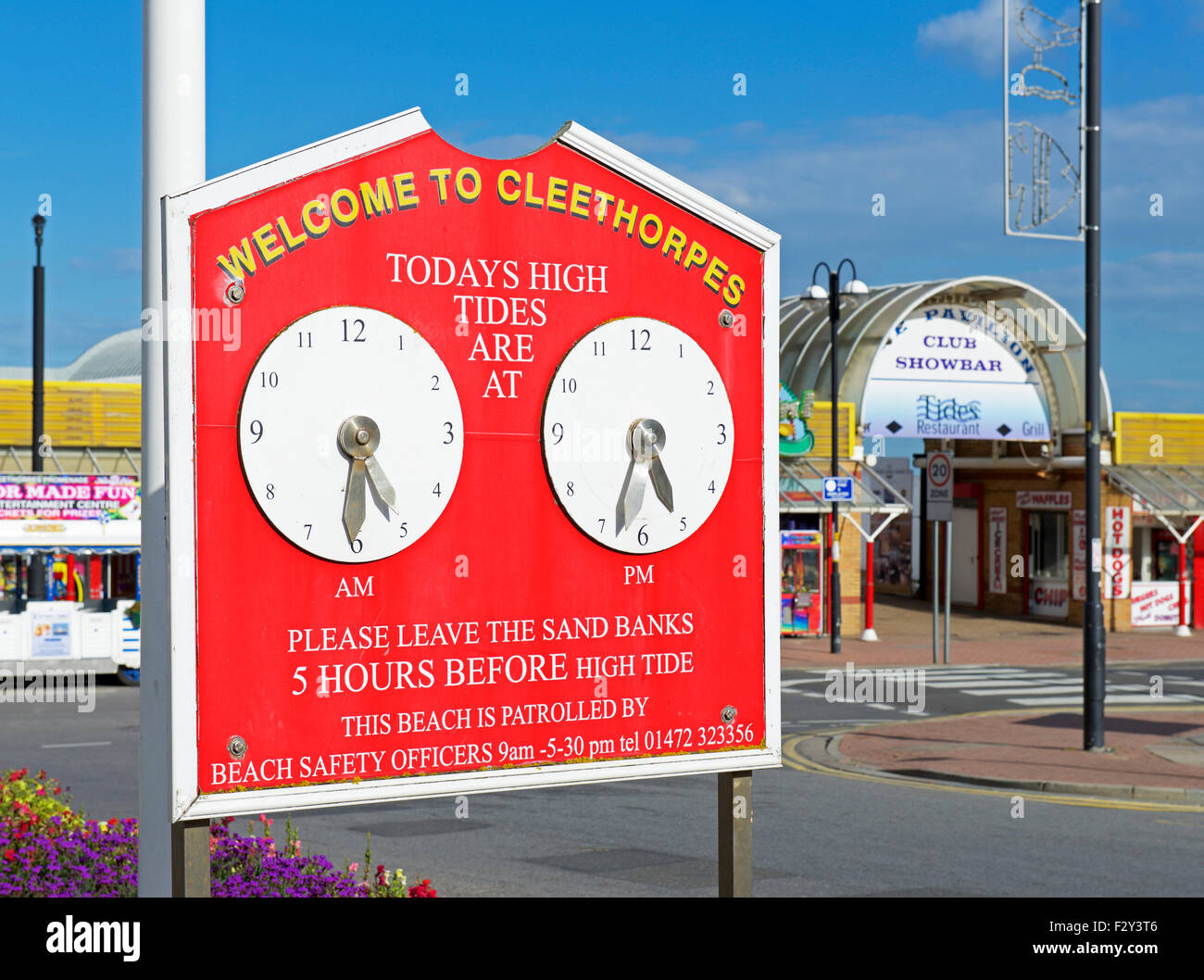 Segno - Benvenuti a Cleethorpes - Lincolnshire, England Regno Unito Foto Stock