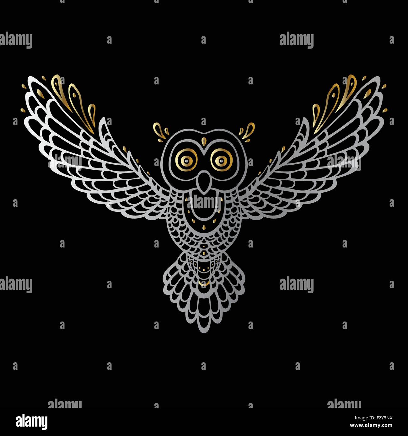 Il gufo. Disegno tribale Illustrazione Vettoriale