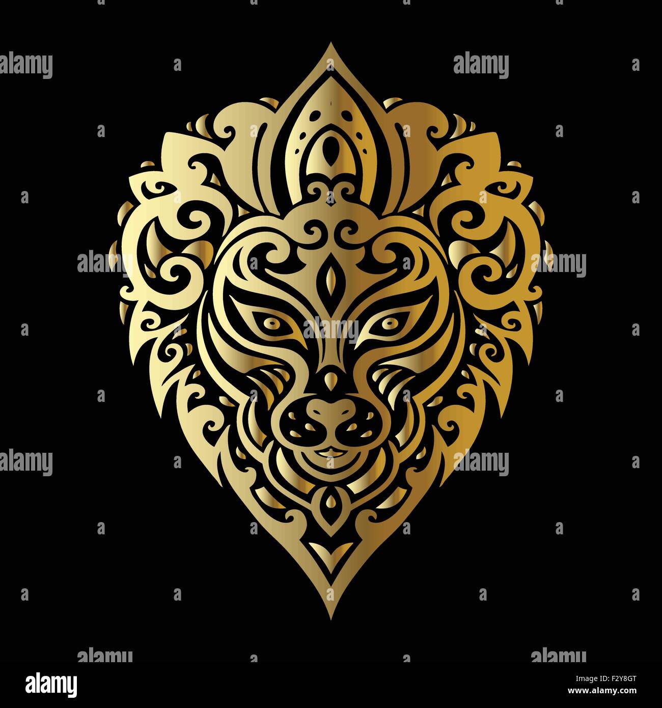 Lions Head. Disegno tribale. Illustrazione Vettoriale