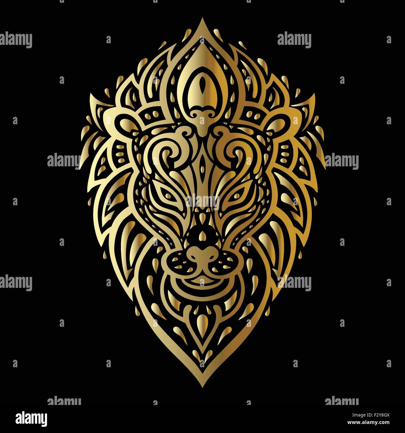 Lions Head. Disegno tribale. Illustrazione Vettoriale