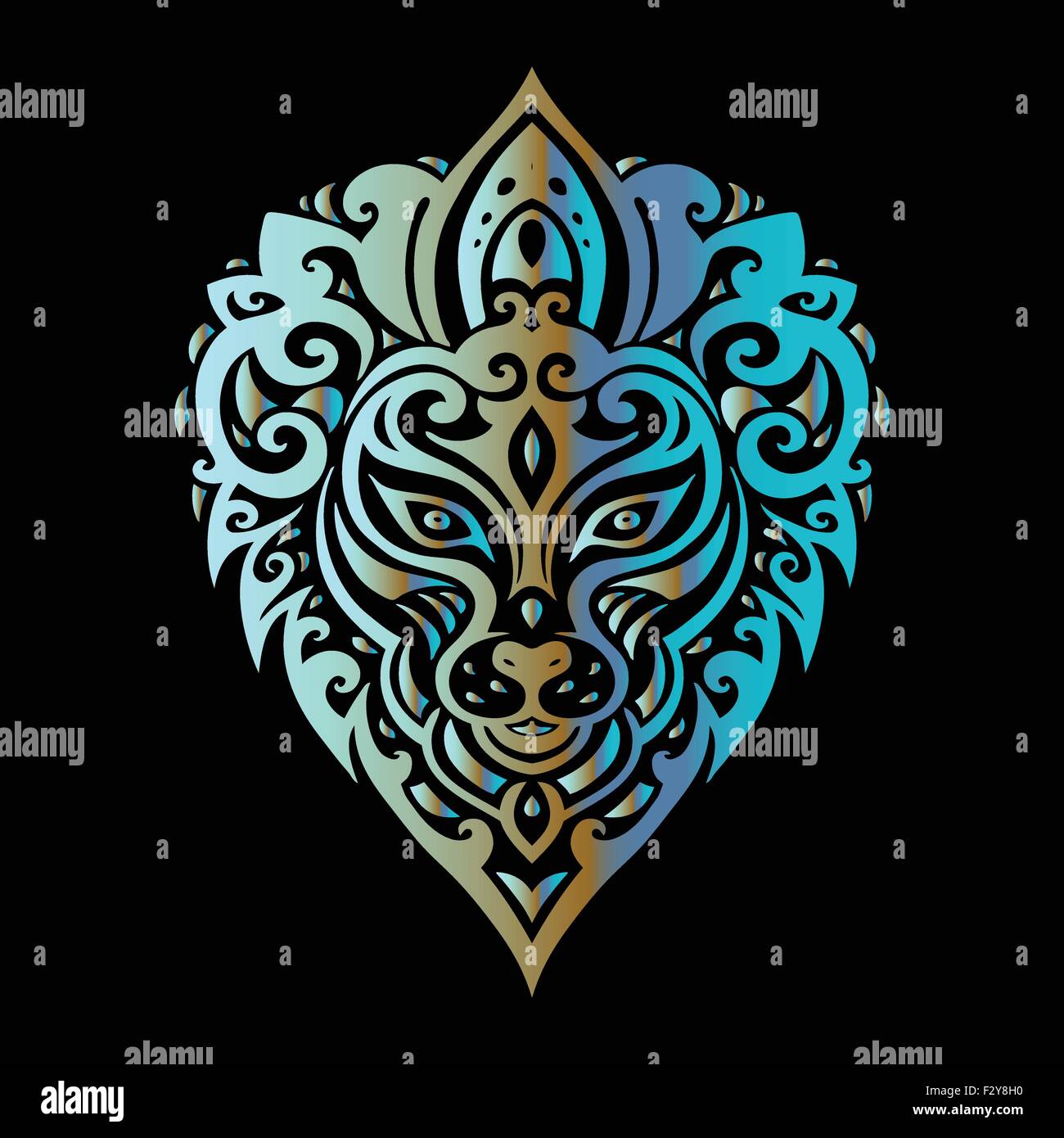 Lions Head. Disegno tribale. Illustrazione Vettoriale