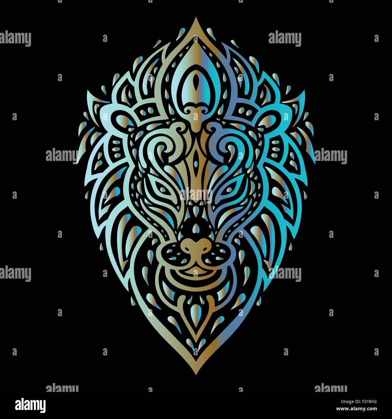 Lions Head. Disegno tribale. Illustrazione Vettoriale