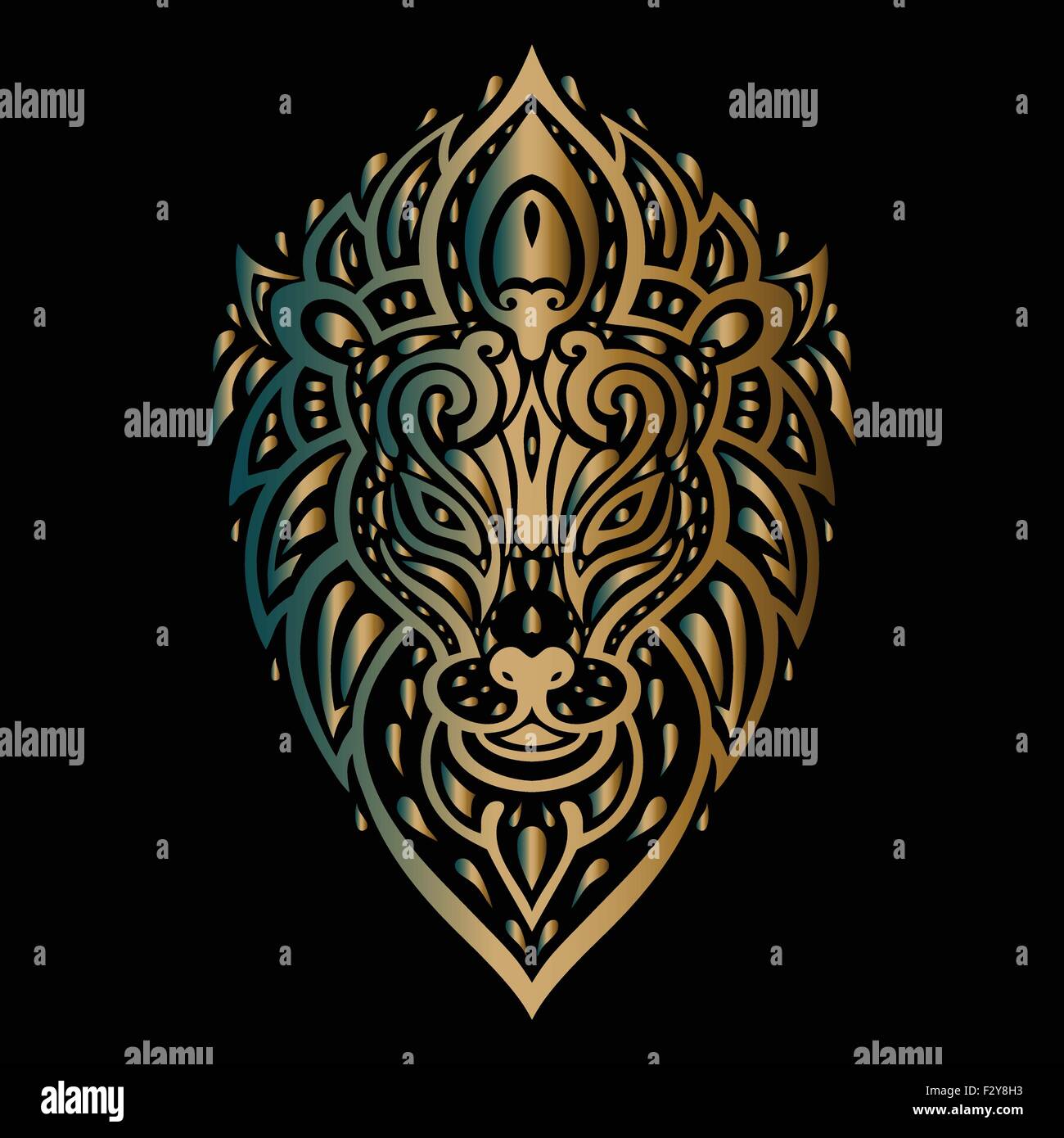 Lions Head. Disegno tribale. Illustrazione Vettoriale