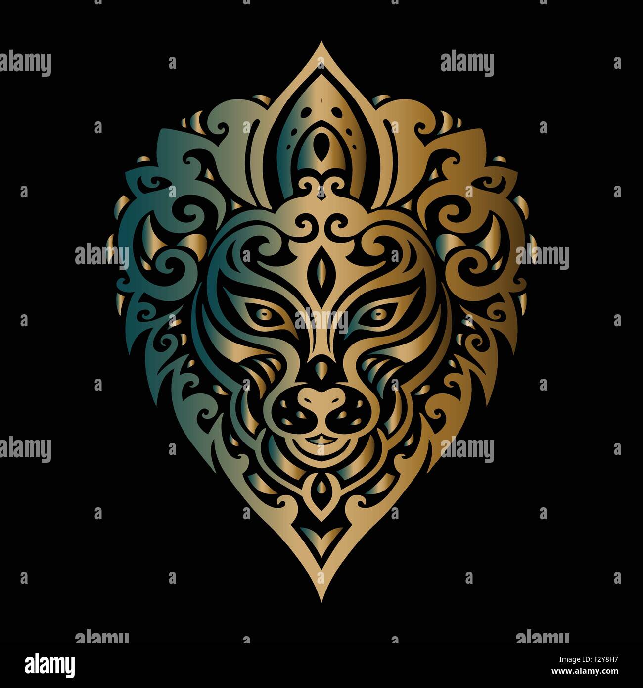 Lions Head. Disegno tribale. Illustrazione Vettoriale