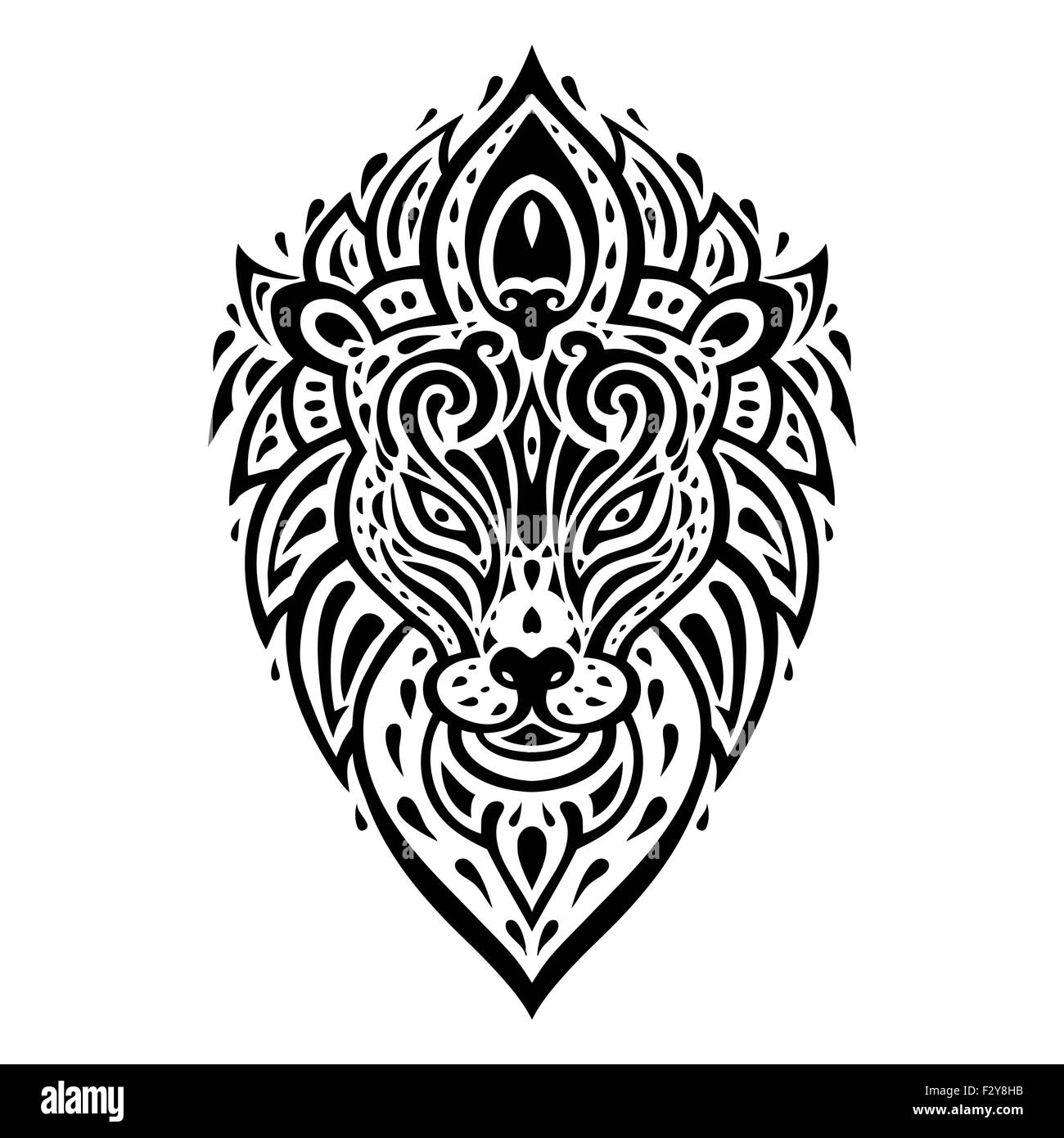Lions Head. Disegno tribale. Illustrazione Vettoriale