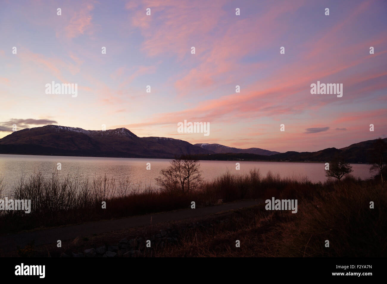 Tramonto tra Fort William e Oban Foto Stock