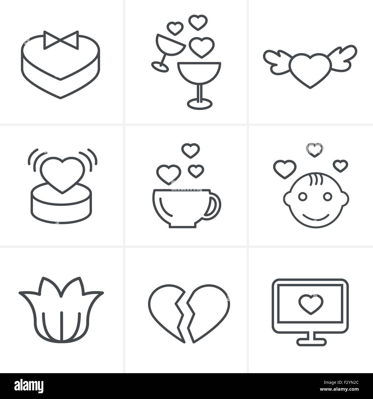 Le icone della linea Style amore set di icone, disegno vettoriale Illustrazione Vettoriale