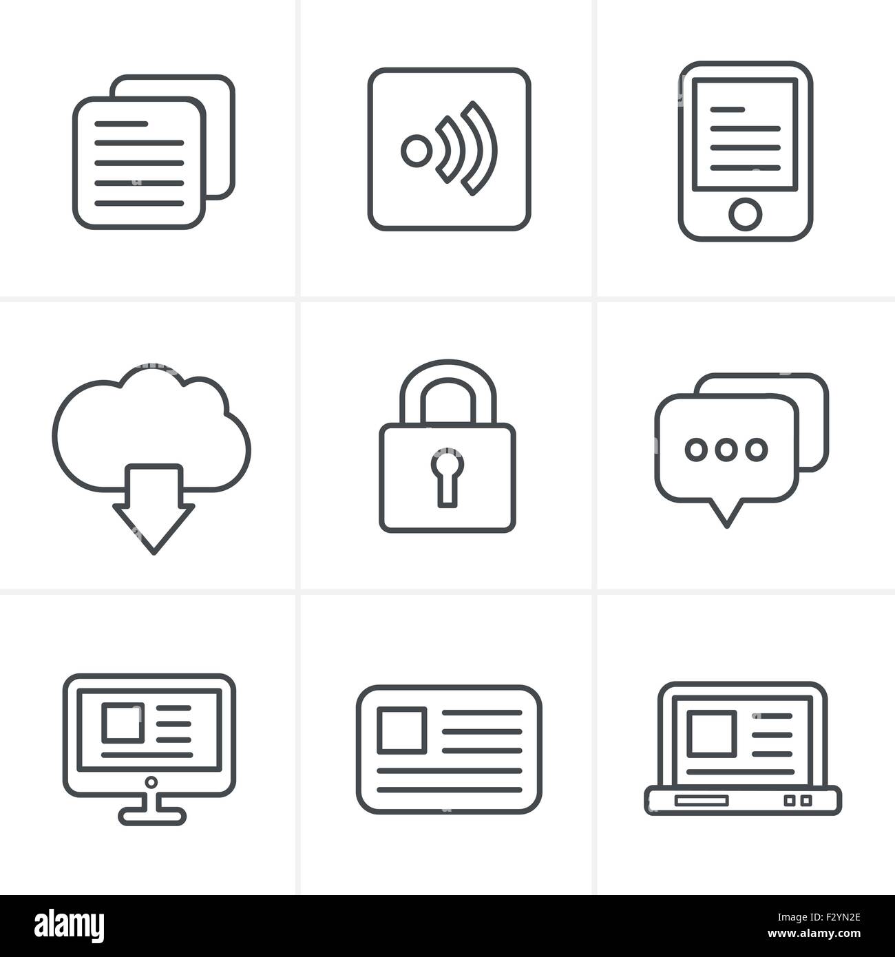 Linea stile Icone Le icone dei siti web impostato, Design Vettoriali Illustrazione Vettoriale