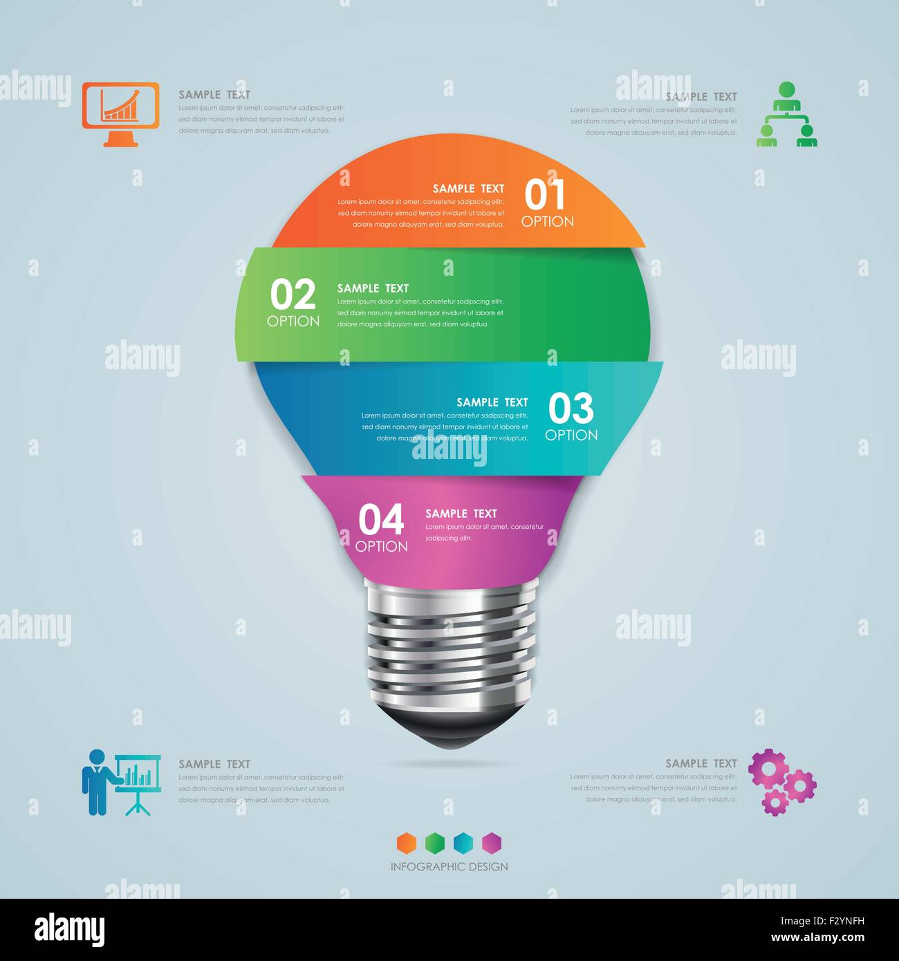 Il concetto di Business modello infografico. Lampadina della luce di concetto,illustrazione vettoriale. Illustrazione Vettoriale